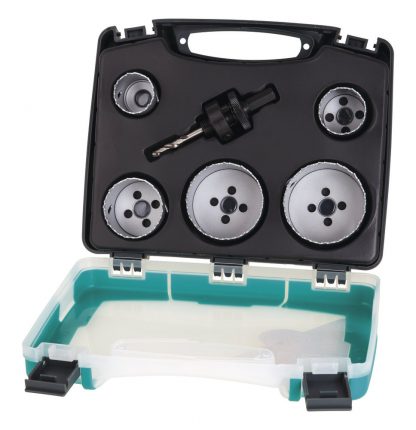 Wolfcraft sada 5 Bi-metalových děrovek  sanita 25-83 mm + upínací trn, v kufru 5422000 - Image 3