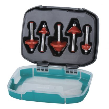 Wolfcraft Sada 5 HM-profilových fréz stopka 8mm k horní fréze -plast.box 8754000