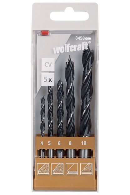 Wolfcraft Sada 5ks spirálový vrtáky do dřeva CV ø4-10mm 8458000