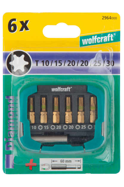 Wolfcraft box s diamantovými bity, TORX (T 10-30), 7-dílný 2964000