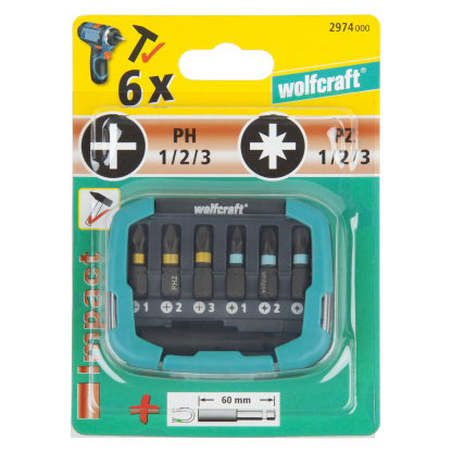 Wolfcraft Impact box s bity 7-dilný, PH + PZ 2974000